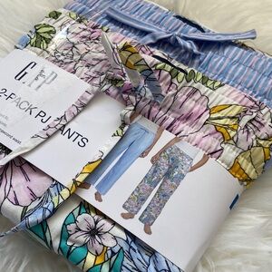 NWT GAP Multicolor Floral and Striped Pajama Pants Set Size Large